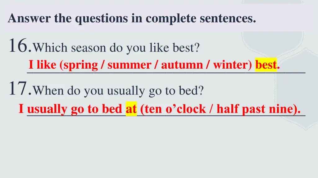 answer the questions in complete sentences 5