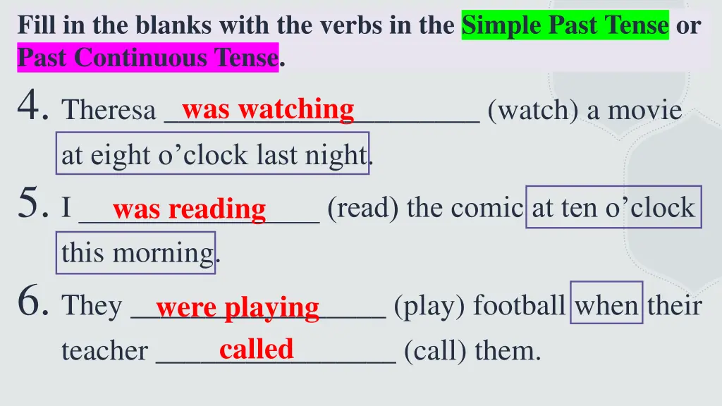 fill in the blanks with the verbs in the simple 1