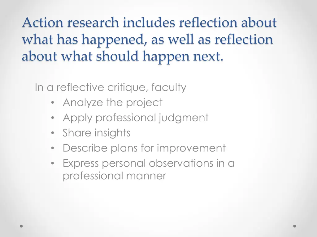 action research includes reflection about what