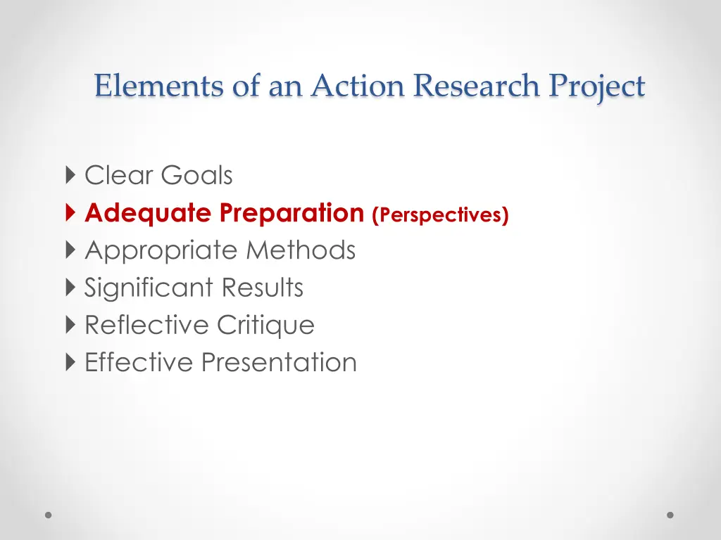 elements of an action research project 1