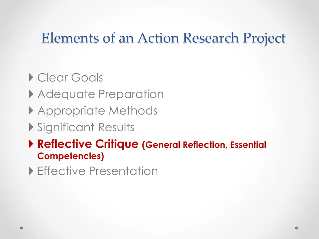 elements of an action research project 4