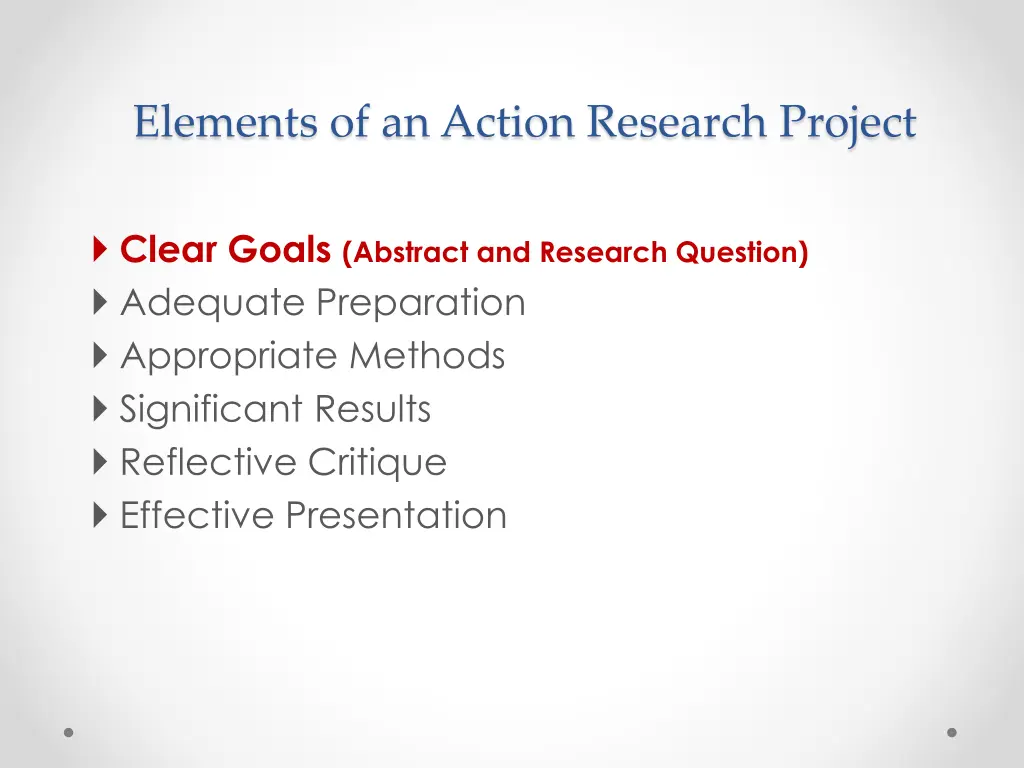 elements of an action research project