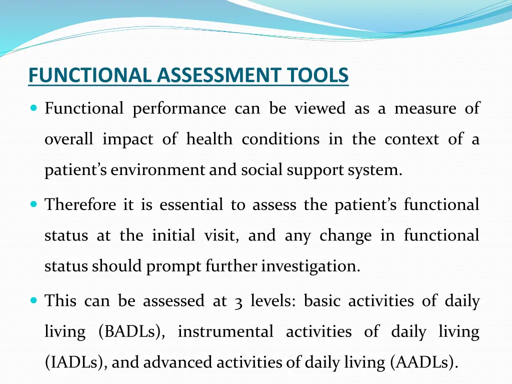 functional assessment tools