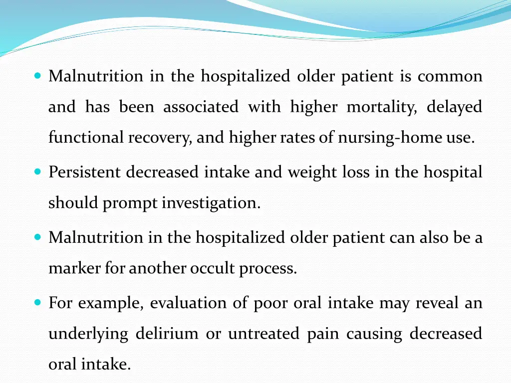 malnutrition in the hospitalized older patient