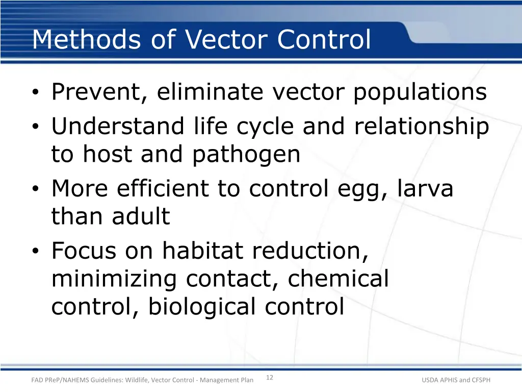 methods of vector control