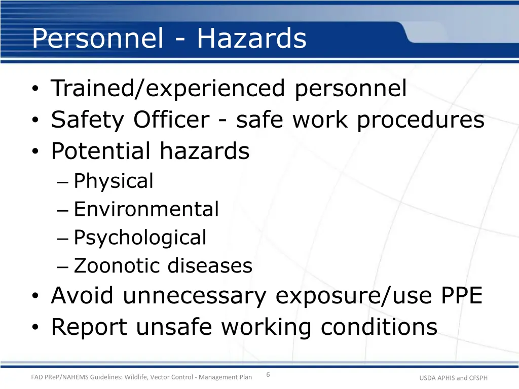 personnel hazards