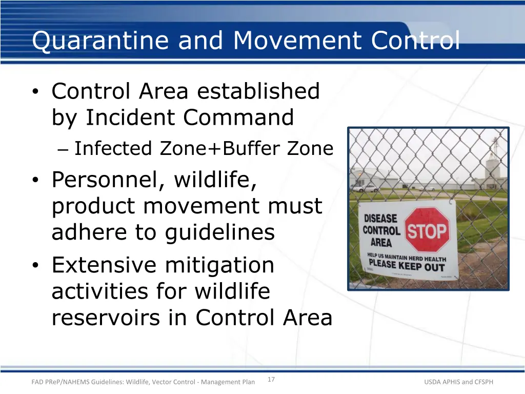 quarantine and movement control