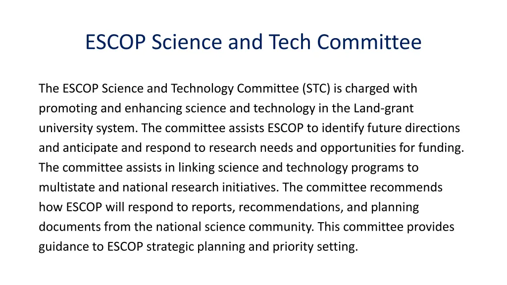 escop science and tech committee