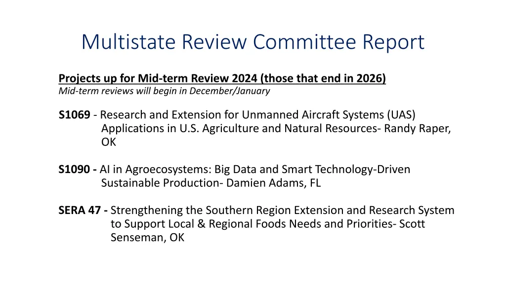 multistate review committee report 2