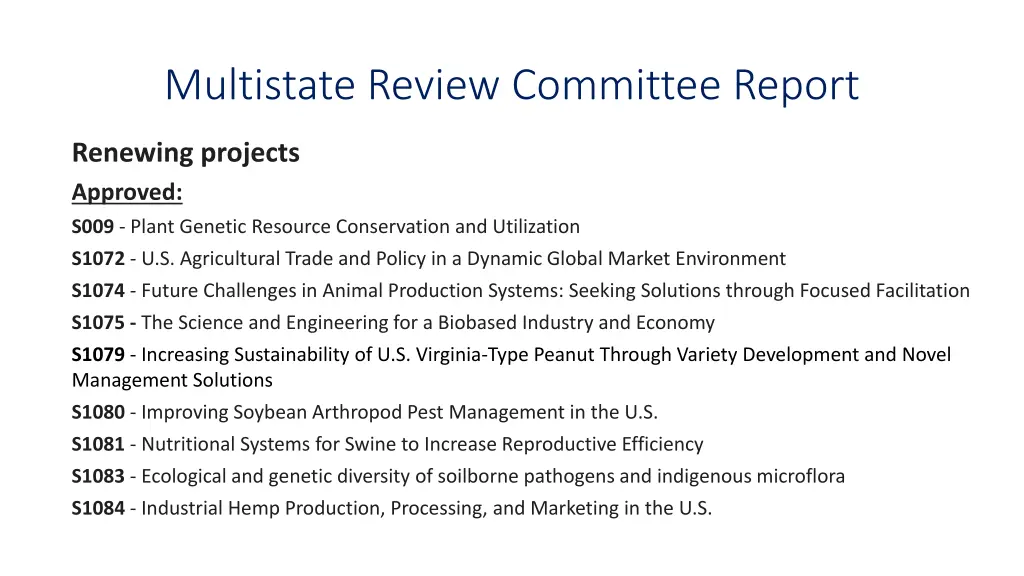 multistate review committee report