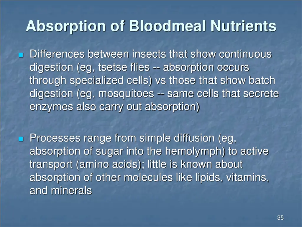 absorption of bloodmeal nutrients