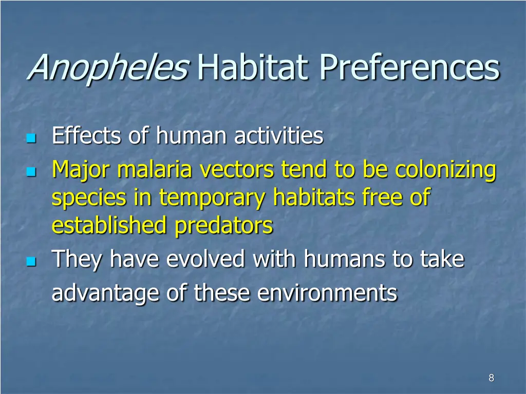 anopheles habitat preferences