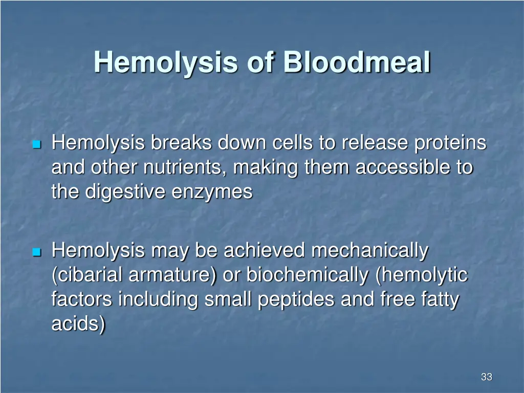 hemolysis of bloodmeal