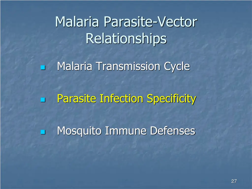 malaria parasite vector relationships