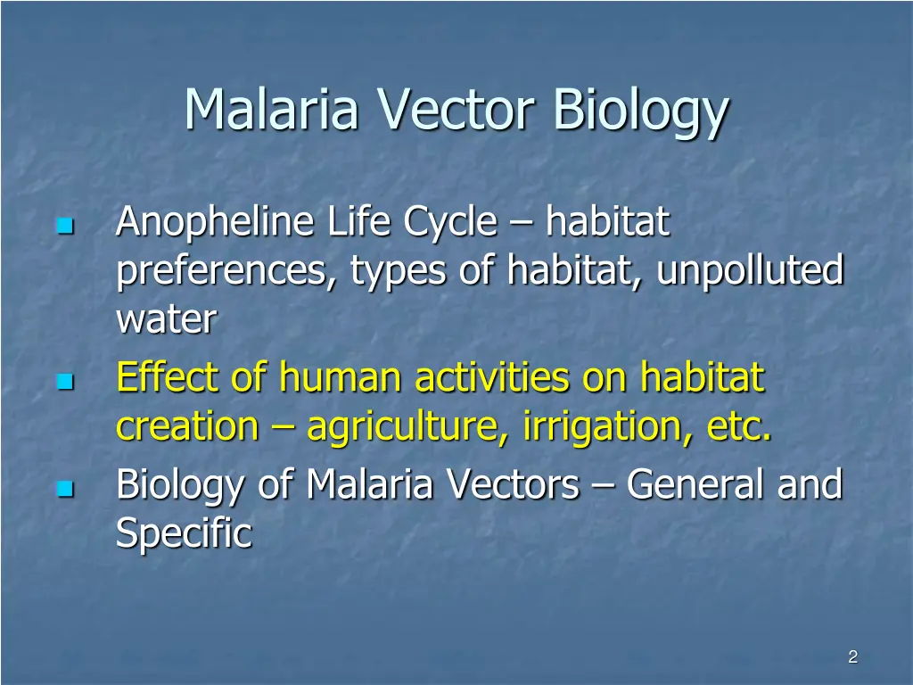 malaria vector biology