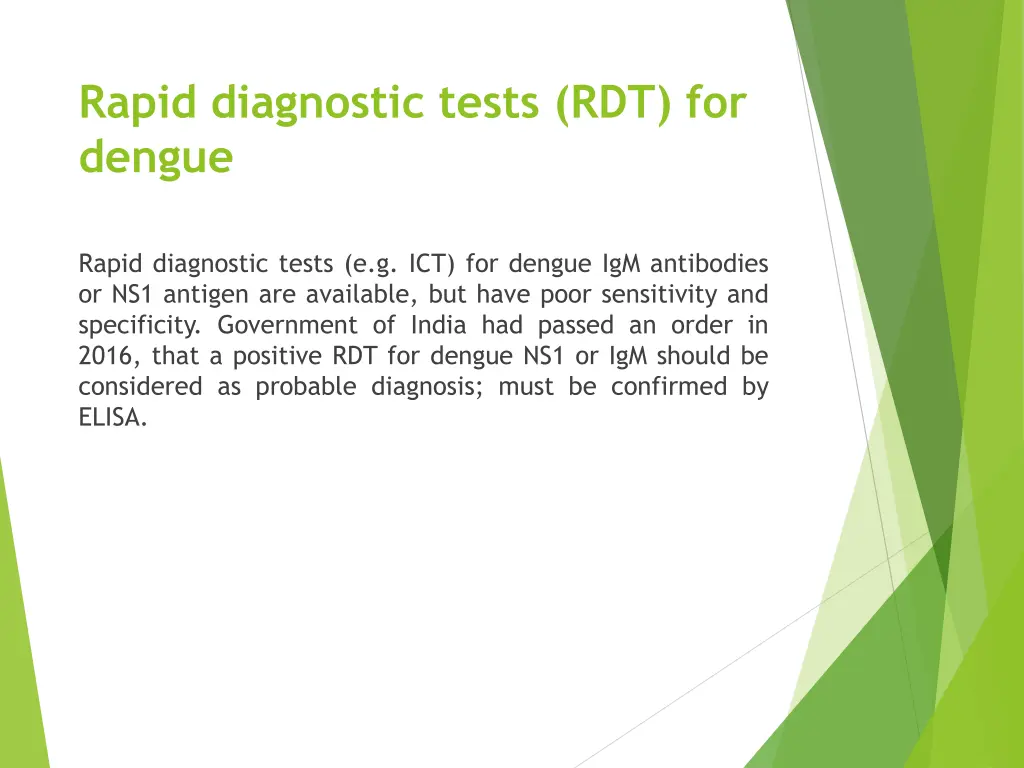 rapid diagnostic tests rdt for dengue