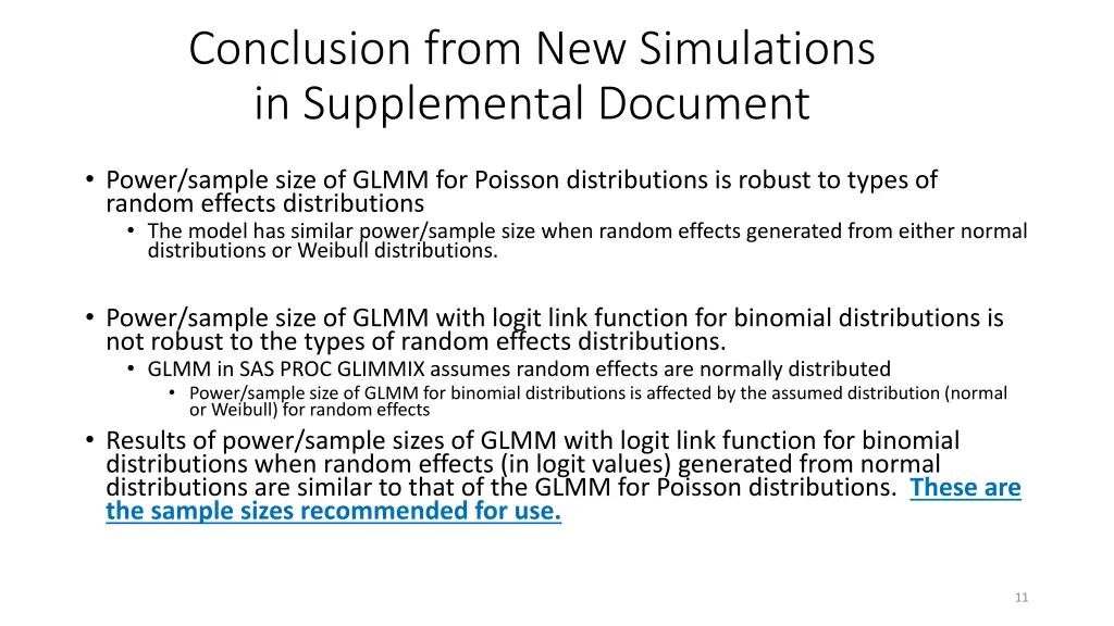 conclusion from new simulations in supplemental