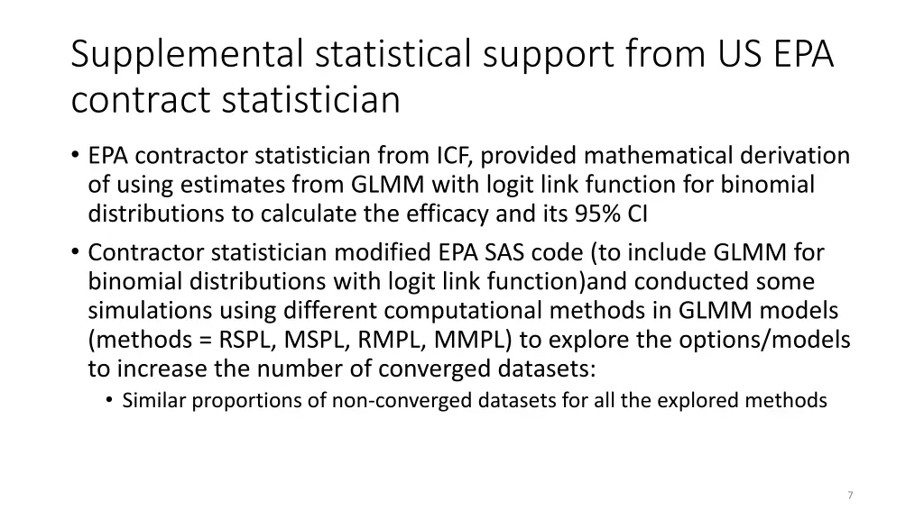 supplemental statistical support from