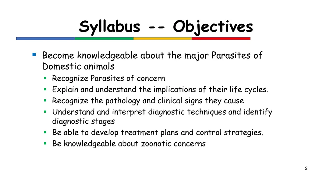 syllabus objectives