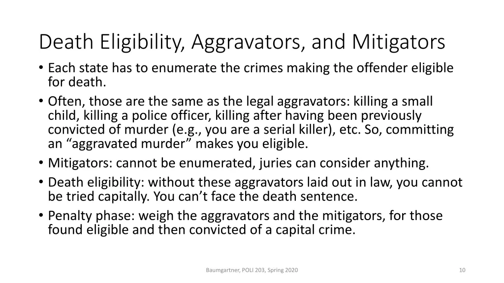 death eligibility aggravators and mitigators each