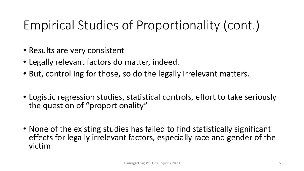 empirical studies of proportionality cont