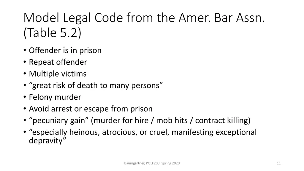 model legal code from the amer bar assn table 5 2