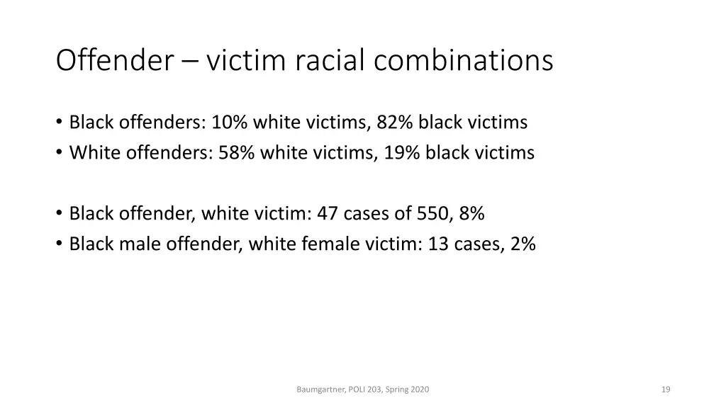 offender victim racial combinations