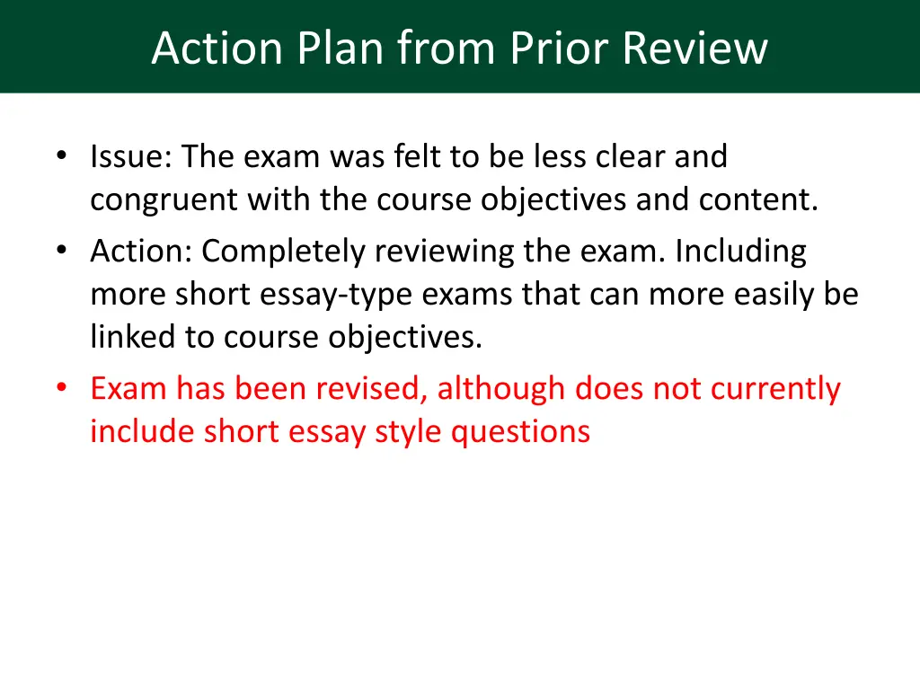 action plan from prior review 1