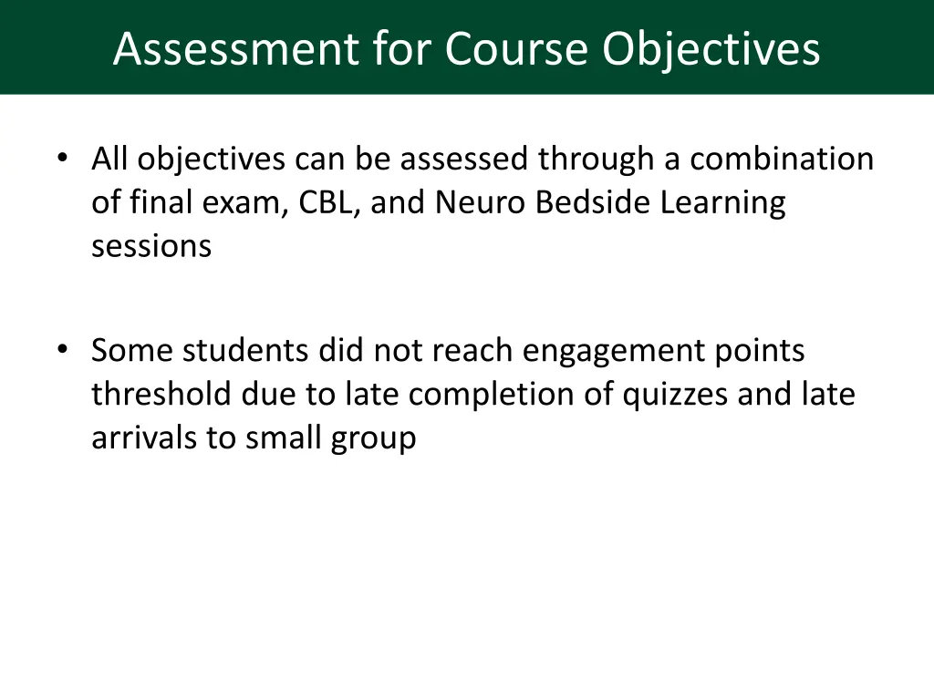 assessment for course objectives