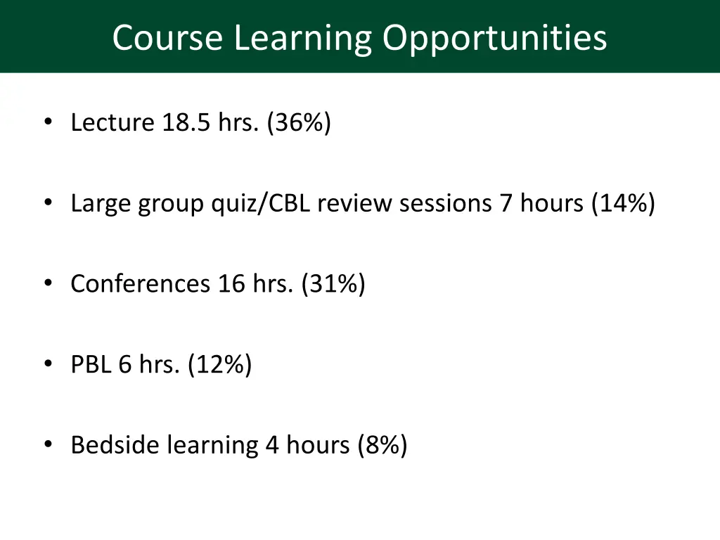 course learning opportunities