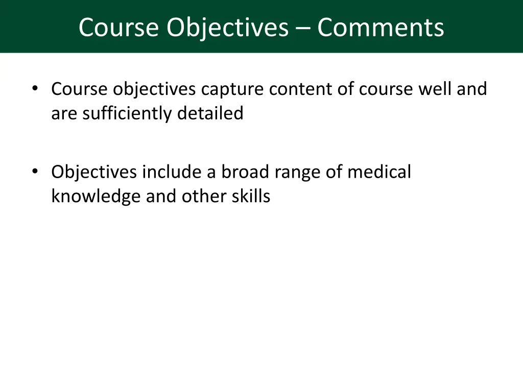 course objectives comments