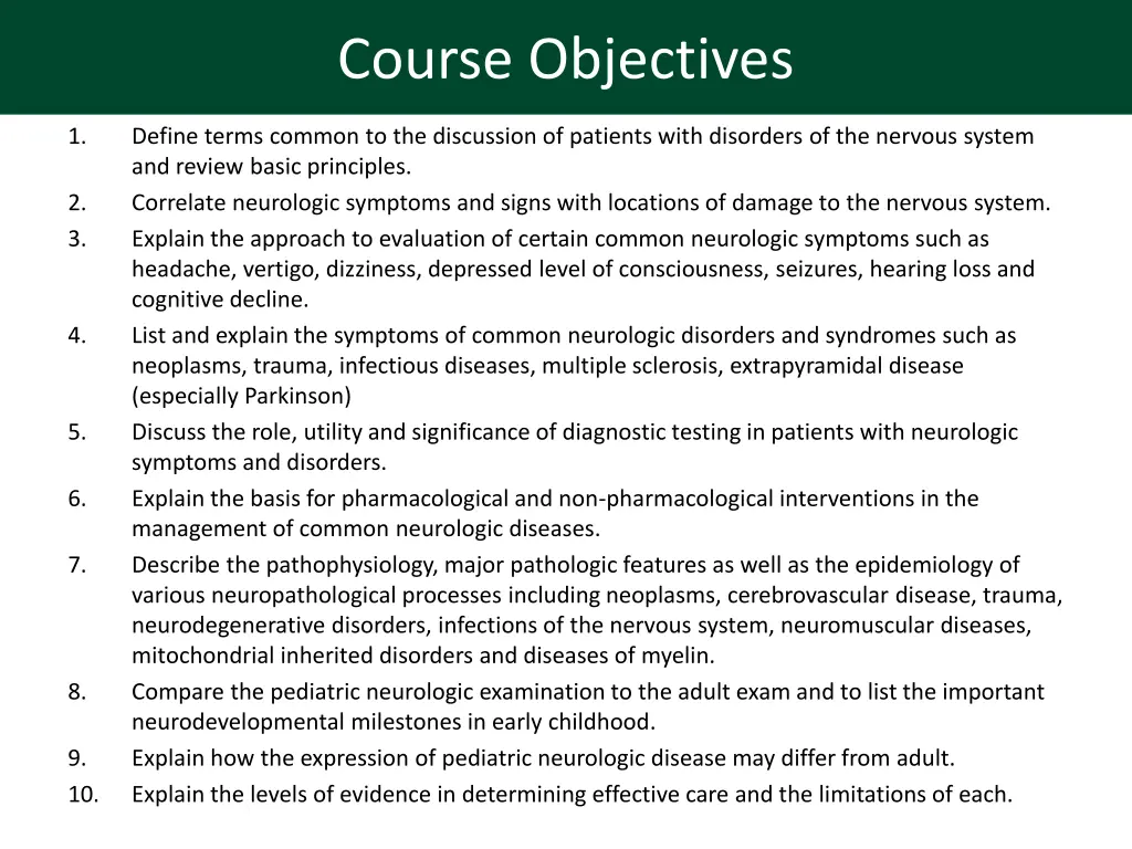 course objectives