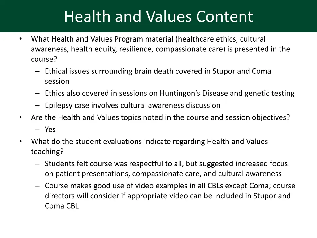 health and values content