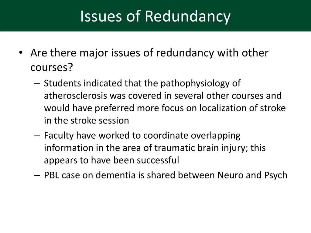 issues of redundancy