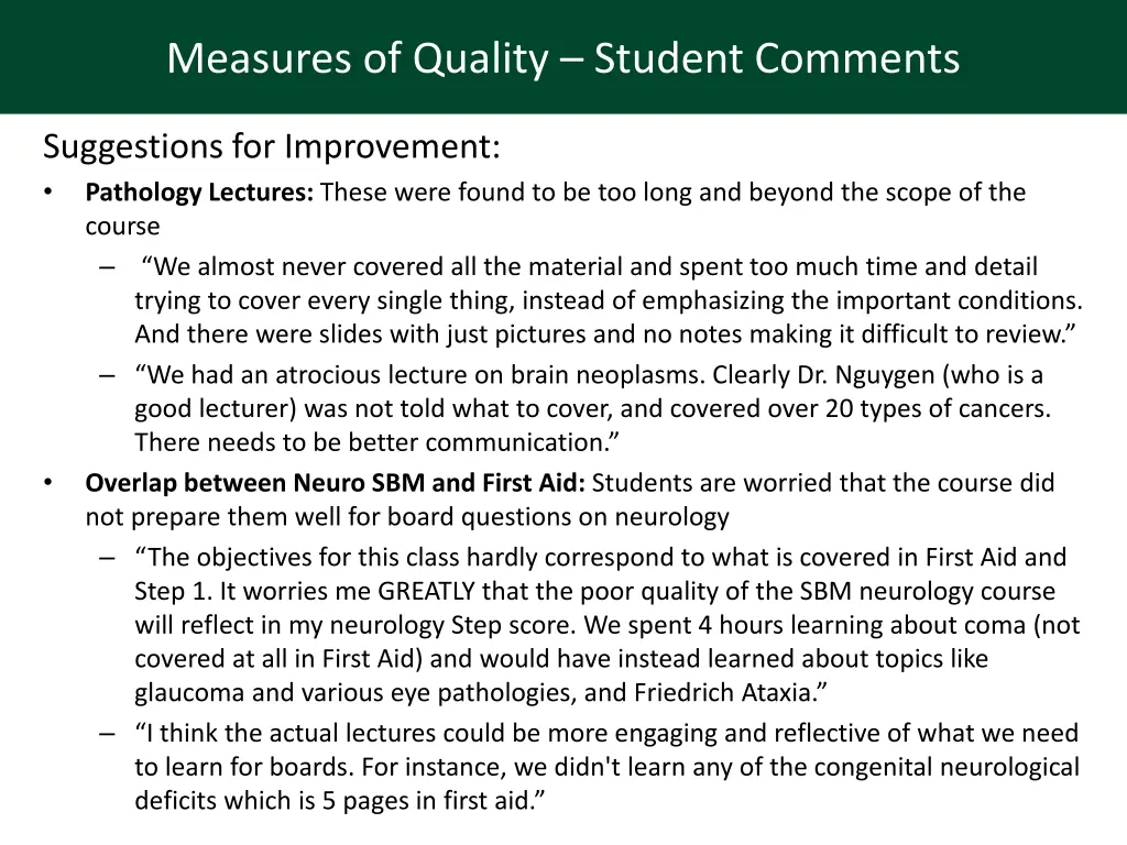 measures of quality student comments 4