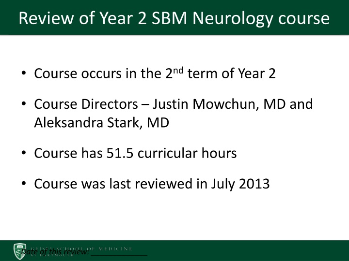 review of year 2 sbm neurology course