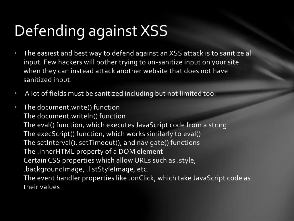 defending against xss