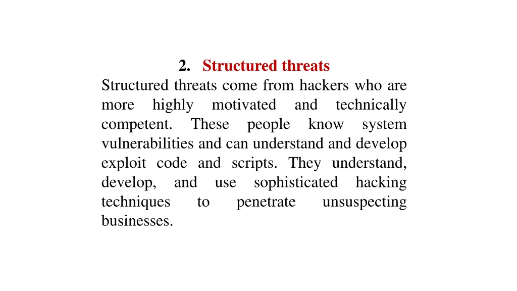 2 structured threats