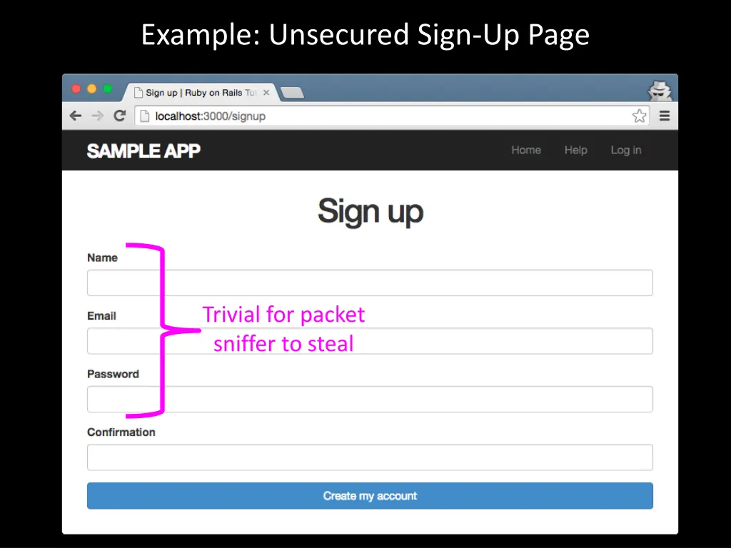 example unsecured sign up page