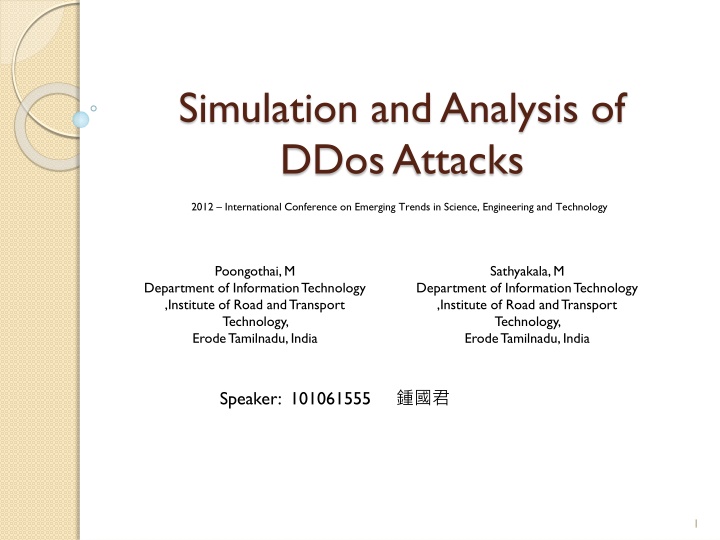 simulation and analysis of ddosattacks