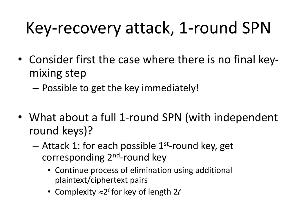 key recovery attack 1 round spn 1