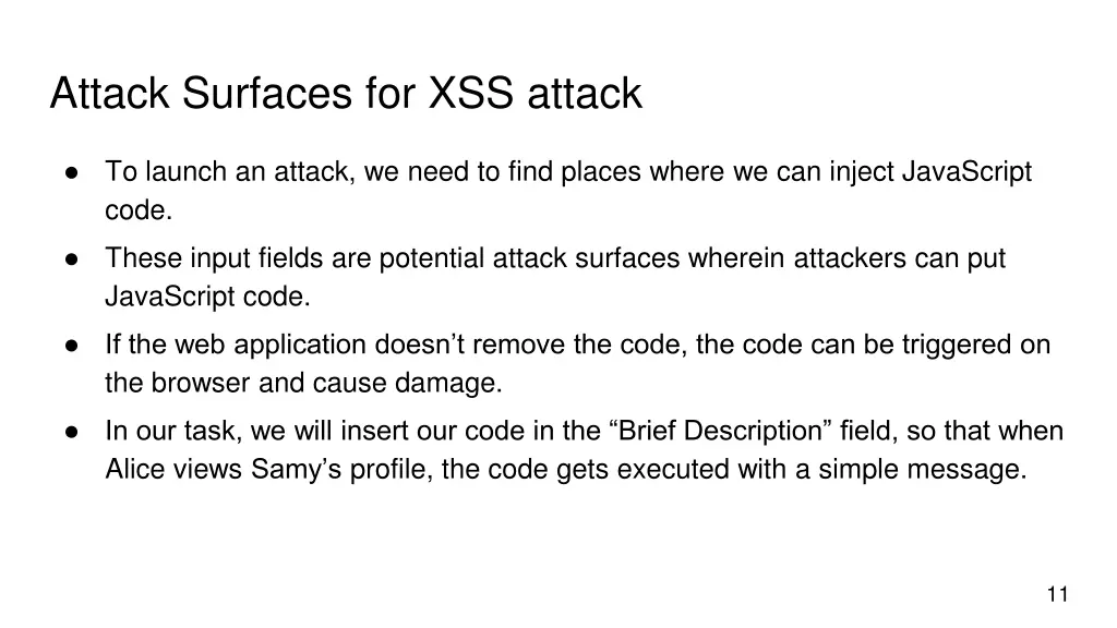 attack surfaces for xss attack