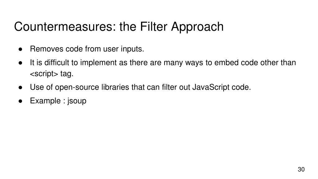 countermeasures the filter approach