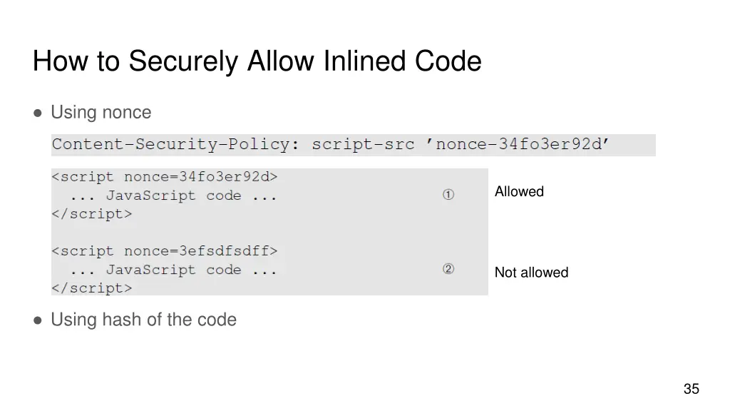 how to securely allow inlined code