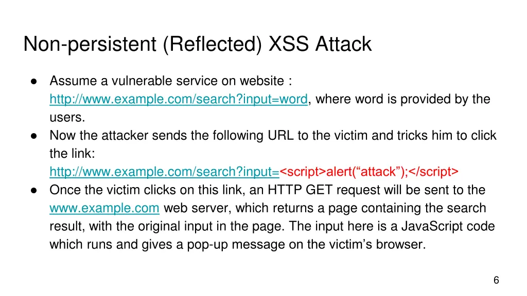 non persistent reflected xss attack 1