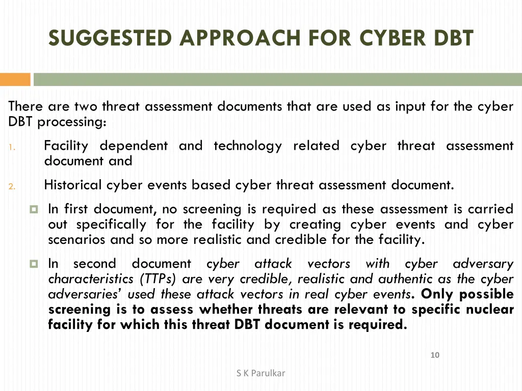 suggested approach for cyber dbt