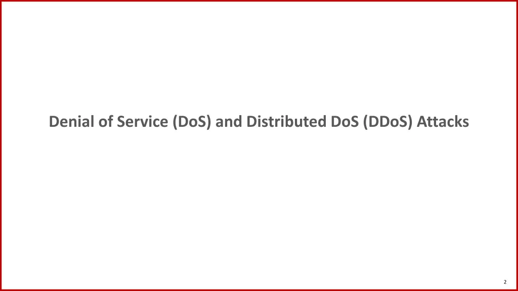 denial of service dos and distributed dos ddos