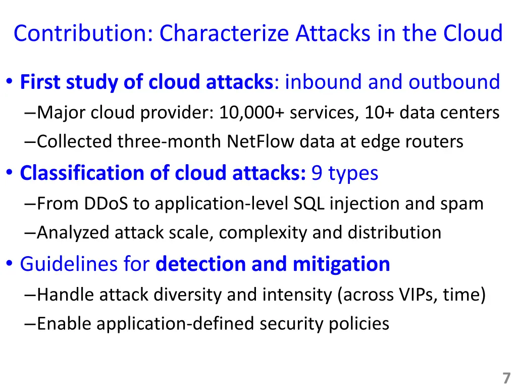 contribution characterize attacks in the cloud 1