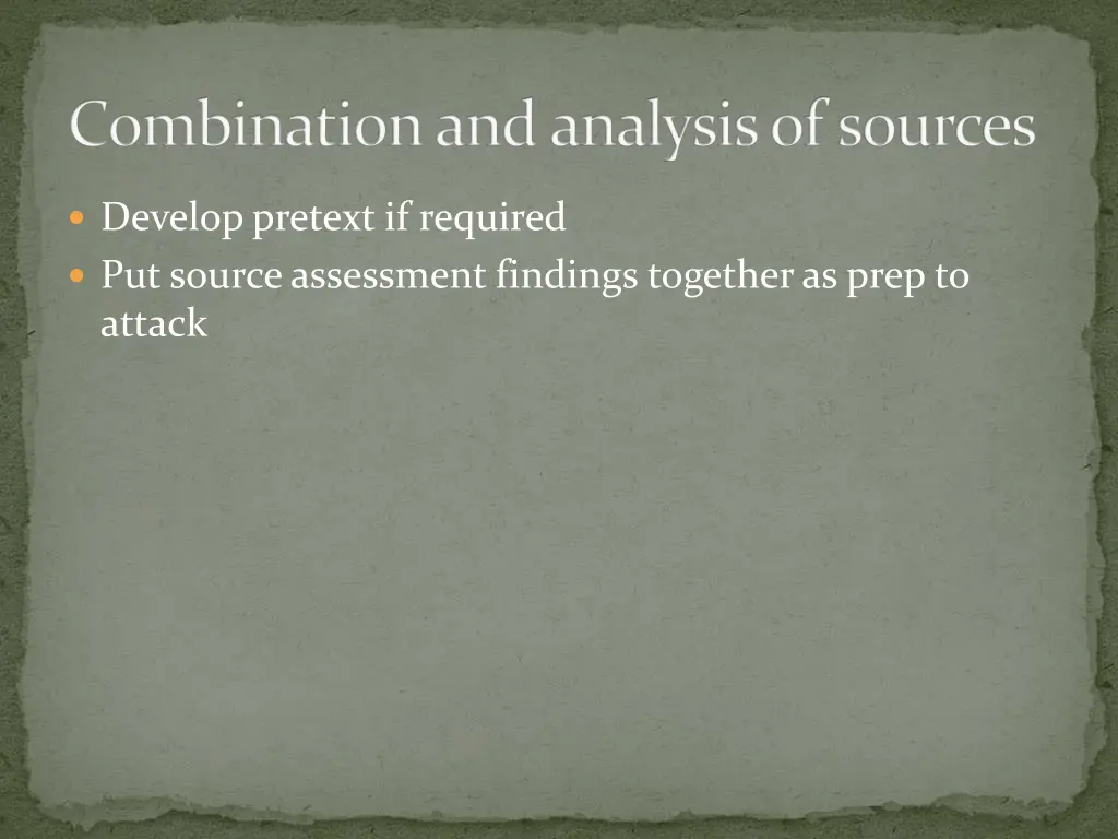 combination and analysis of sources