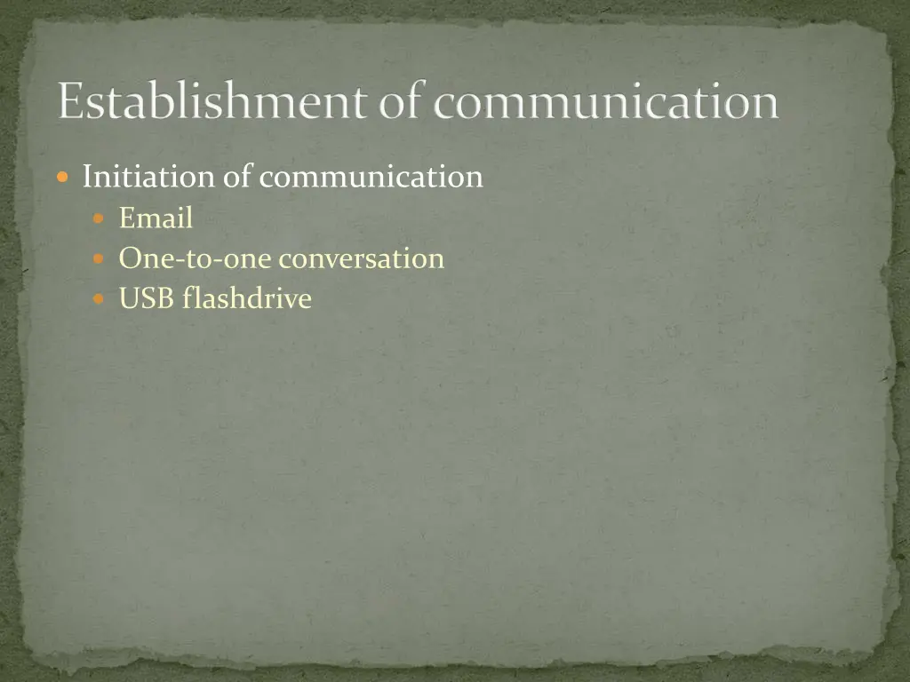 establishment of communication